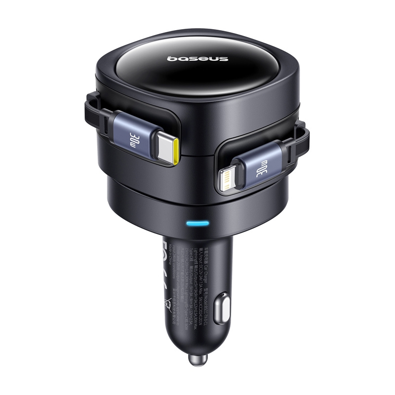 BASEUS 12V 60W, кабел Type-C + Lightning, Enjoyment Max, черен - C00035507121-00