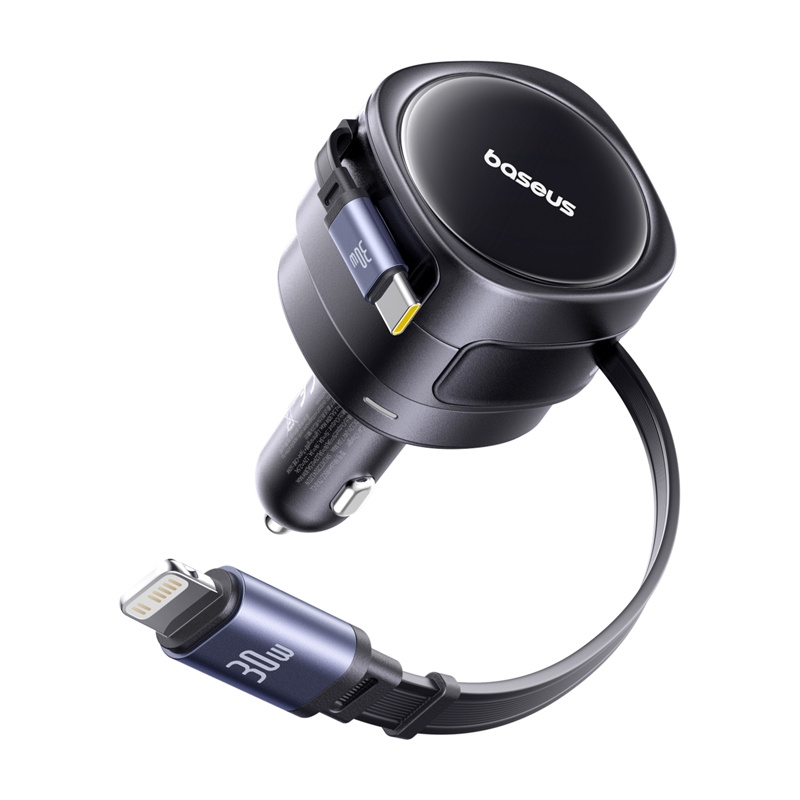 BASEUS 12V 60W, кабел Type-C + Lightning, Enjoyment Max, черен - C00035507121-00