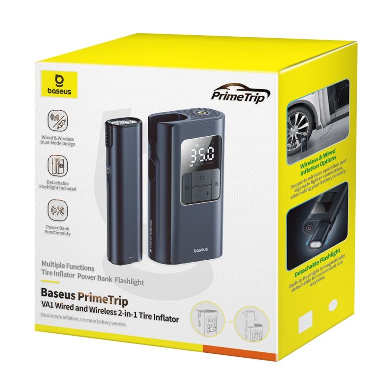 BASEUS Компресор PrimeTrip VA1 2-in-1 Pump, 6000mAh, с фенерче /черен/ - C11169001121-00