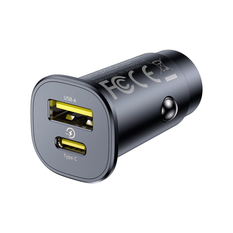 BASEUS 12V 30W, USB-A + USB-C,GoTrip DP1 /черен/ - C00072300123-00