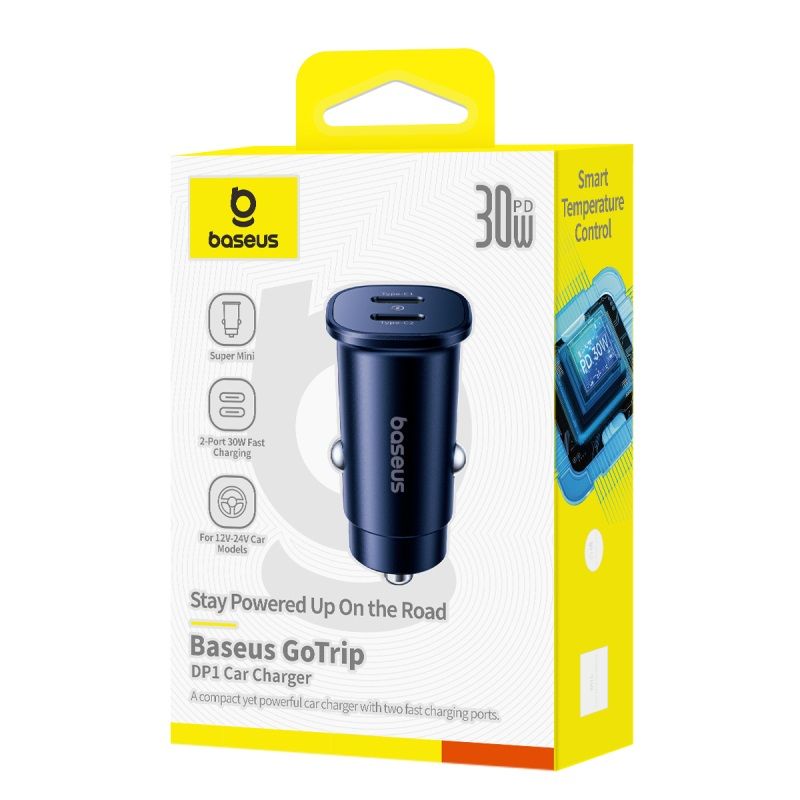 BASEUS 12V 30W, 2xUSB-C, GoTrip DP1 /черен/ - C00072300123-01 - Image 2