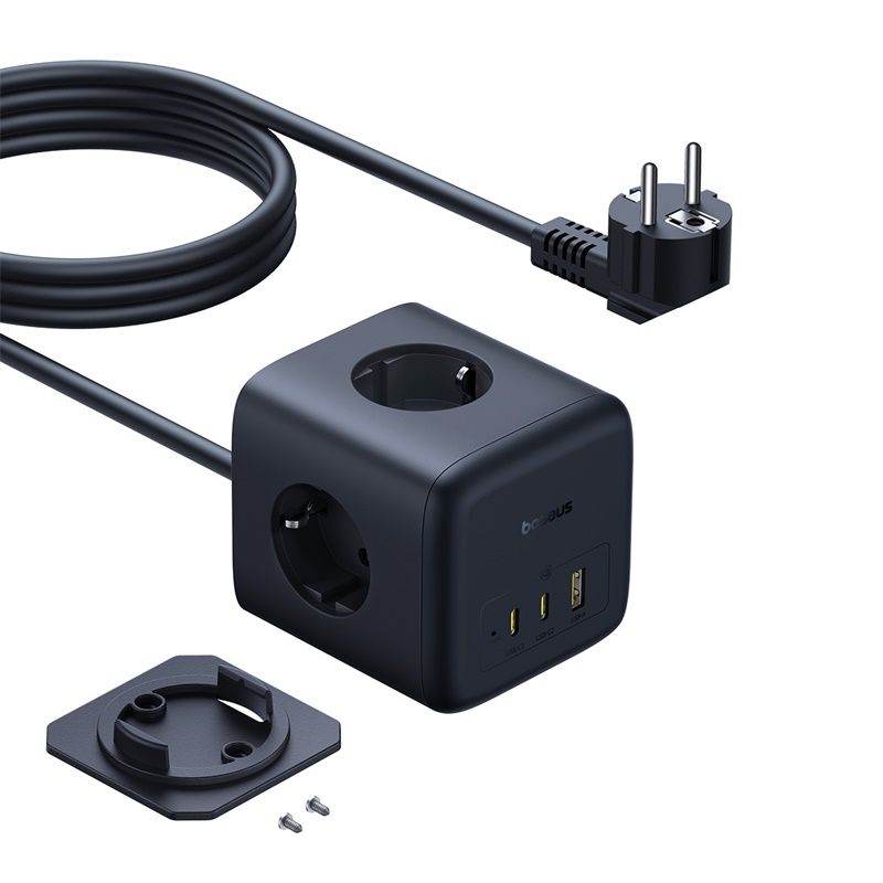 Baseus Разклонител 220V 67W, EnerFill FA11 4000W, 3xAC + USB-A+ USB-C, GaN6 /черен/ - E00082100123-00