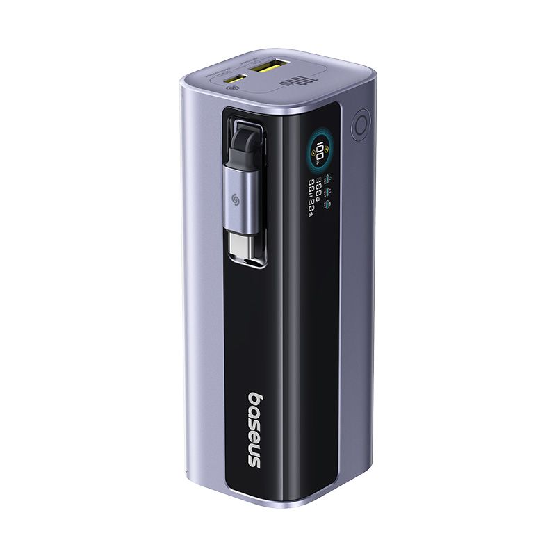 BASEUS Power Bank 10000 mAh, 100W + вграден кабел Type-C, EnerGeek GR11 /сив/ - E0027A01 - Image 4