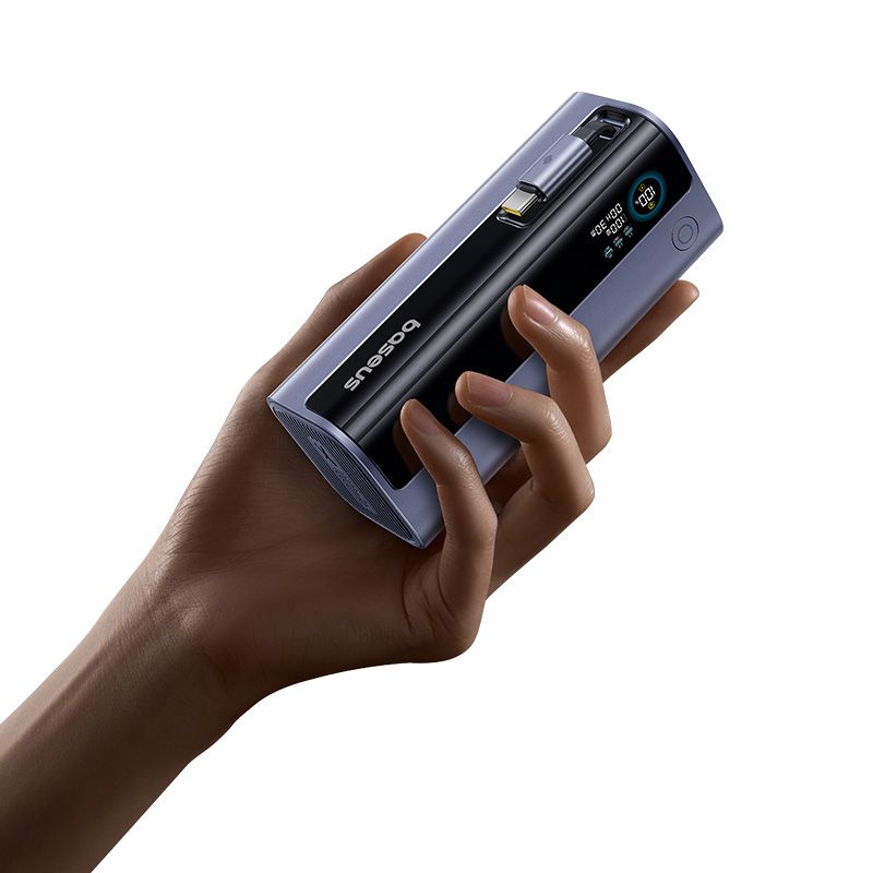 BASEUS Power Bank 10000 mAh, 100W + вграден кабел Type-C, EnerGeek GR11 /сив/ - E0027A01 - Image 3