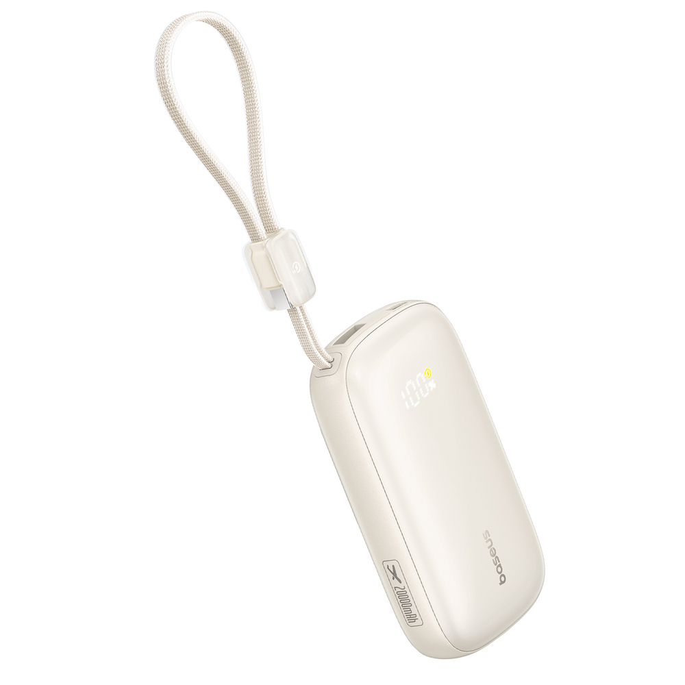 BASEUS Power Bank 10000 mAh, 45W + вградени кабели C+L, EnerFill FC21 Qpow 3 Ultra /естествен титаний/ - E0027Q01