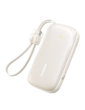BASEUS Power Bank 10000 mAh, 45W + вградени кабели C+L, EnerFill FC21 Qpow 3 Ultra /естествен титаний/ - E0027Q01