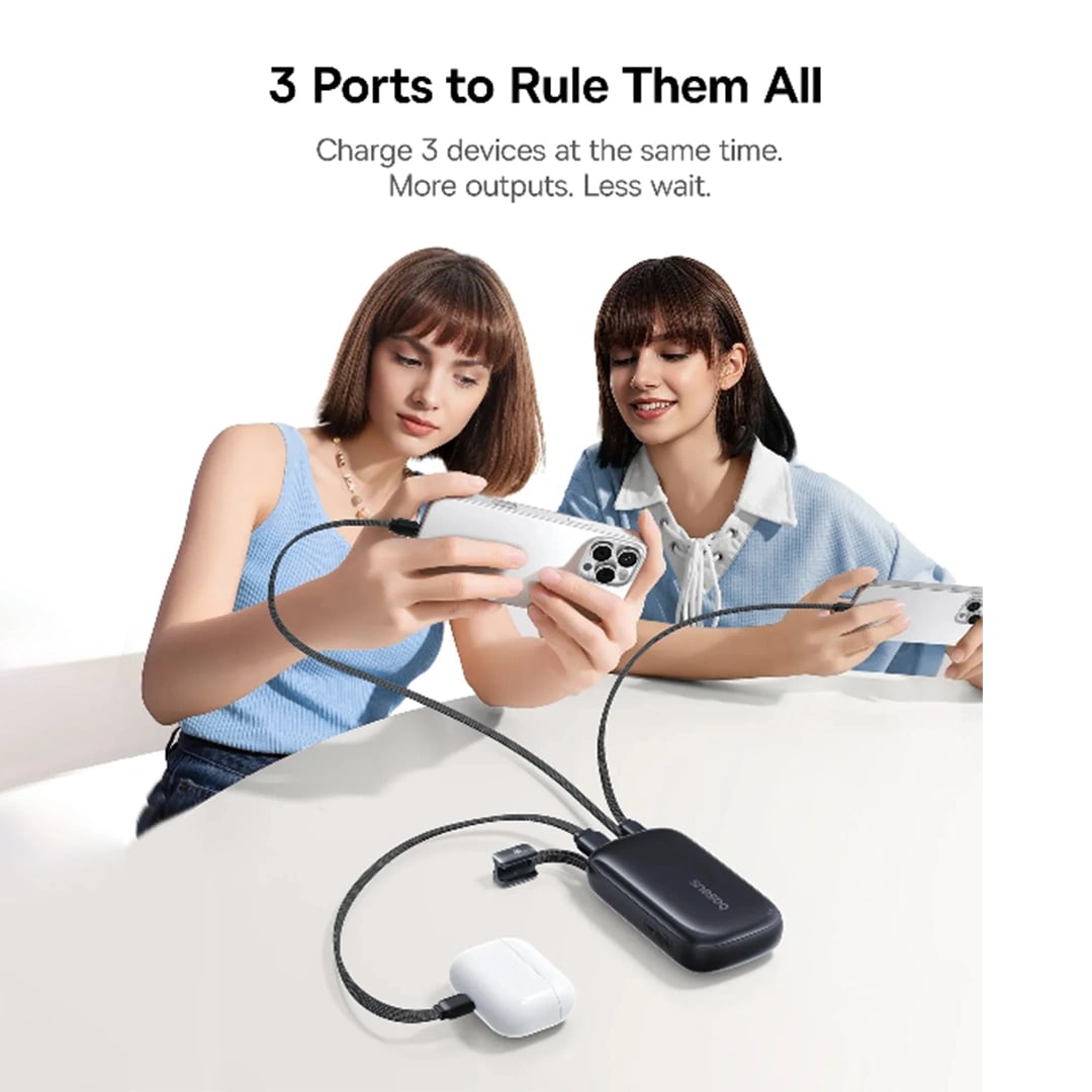 BASEUS Power Bank 20000 mAh, 45W + вградени кабели C-L, EnerFill FC21 Qpow 3 Ultra /черен/ - E0027P00