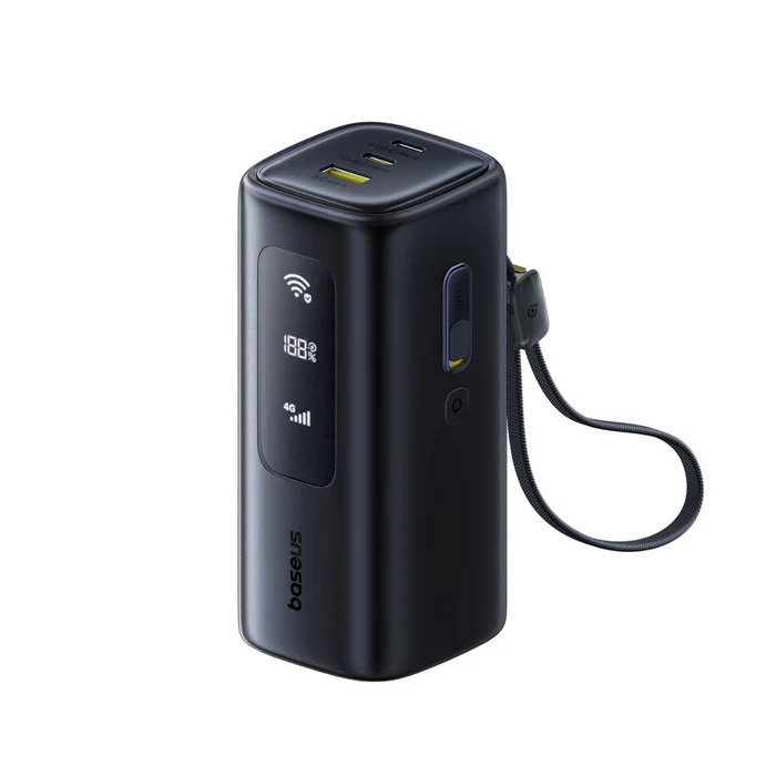 BASEUS Преносим Wi-Fi Рутер с eSIM + Power Bank 20000 mAh 67W, EnerGeek GX11 MiFi /черен/ - E0025701