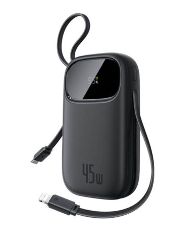 BASEUS Power Bank 10000 mAh, 45W + вградени кабели C + L, EnerFill FC31 Qpow 3 /черен/ - E0028C00
