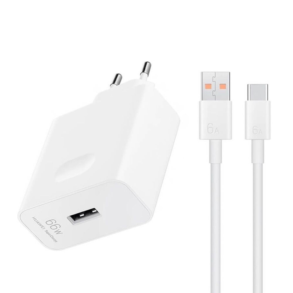 Huawei Honor 220V 66W, USB-A, HN-200330E00 + кабел A-C, /бял/
