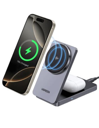 UGREEN Холдер + 2-в-1 Зарядна станция Wireless Magnetic /сив/ - W706 / 45023