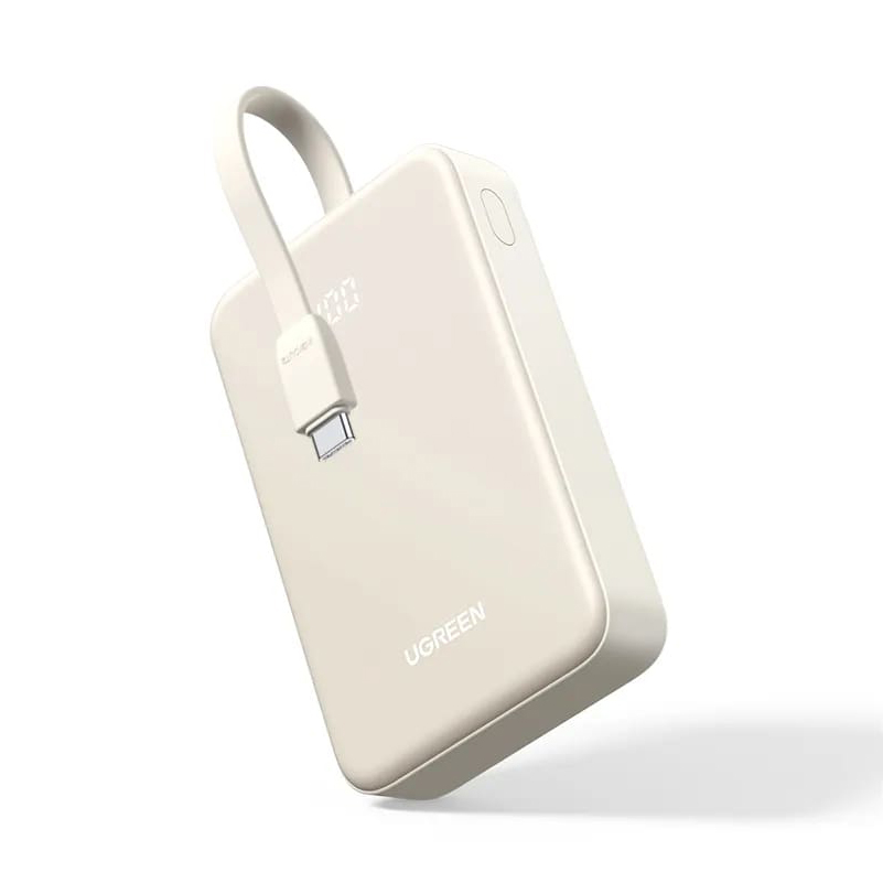 UGREEN Power Bank 20000 mAh 30W с вграден кабел C-C /бял/ - PB521 / 45207