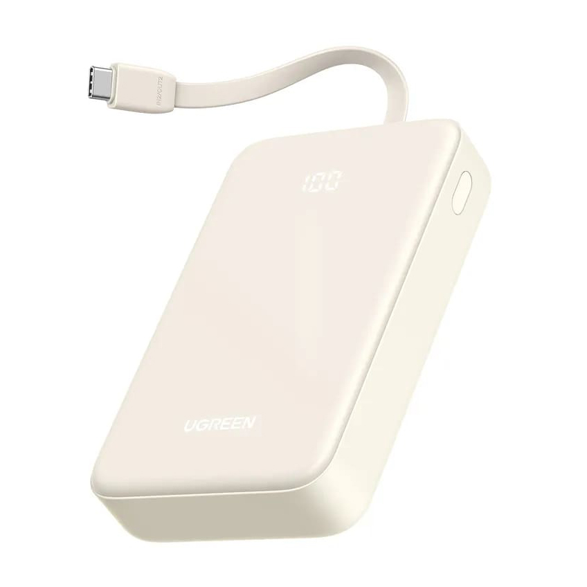 UGREEN Power Bank 20000 mAh 30W с вграден кабел C-C /бял/ - PB521 / 45207