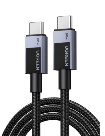UGREEN Кабел Type-C - Type-C, 1м, 60W, Fast data braided /графит/ - L524 / 55765