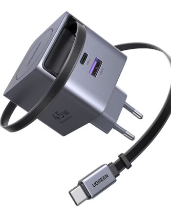 UGREEN 220V 45W, USB-A + USB-C + кабел C, GaN /графит/ - X614 / 65822