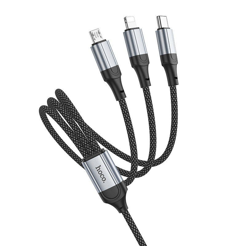 HOCO Кабел 3-в-1 - USB-A, 1м, 2.4A, Fresh /черен/ - X102 - Image 4