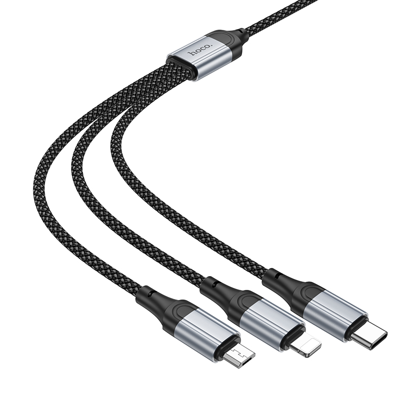 HOCO Кабел 3-в-1 - USB-A, 1м, 2.4A, Fresh /черен/ - X102 - Image 5
