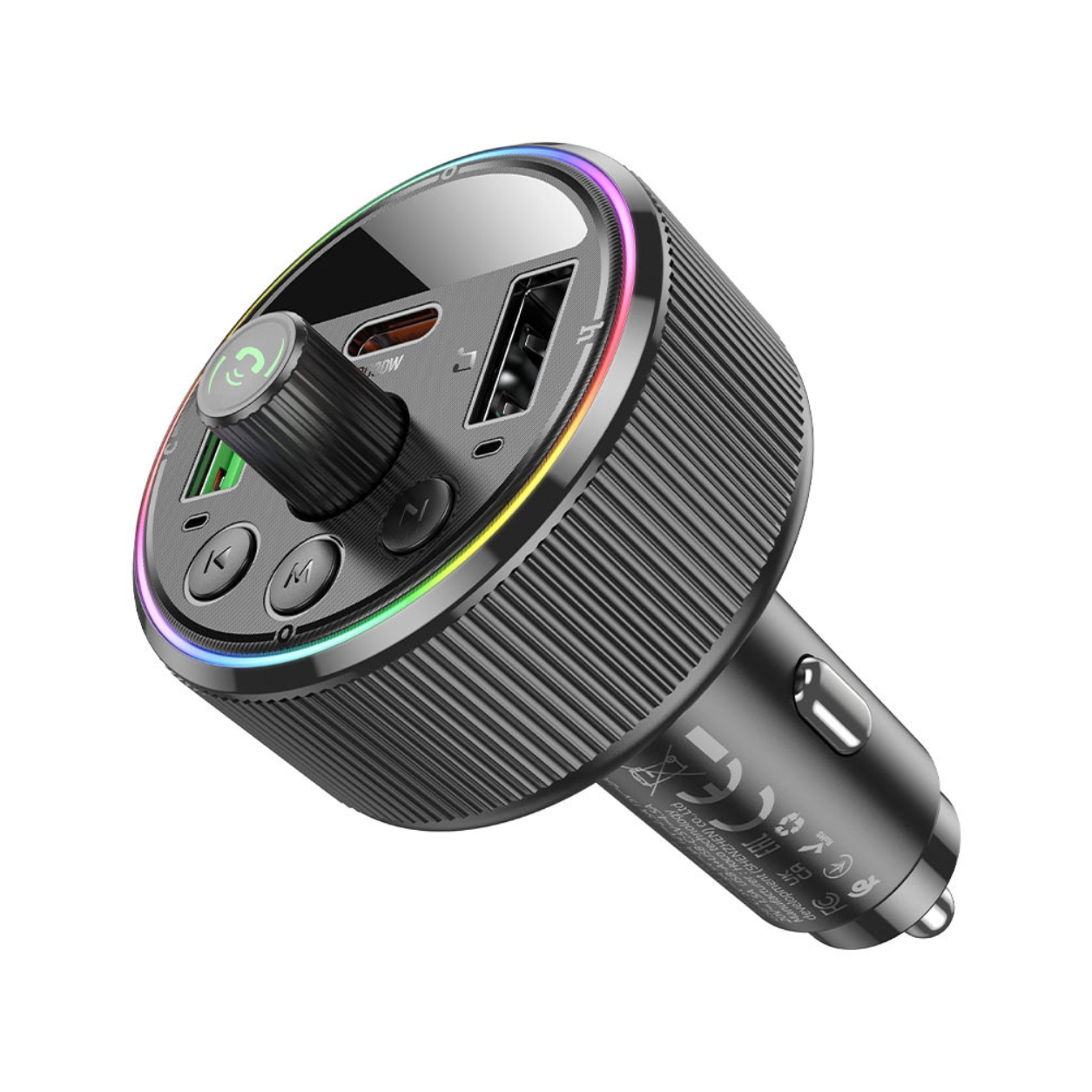 HOCO MP3 Wireless FM Transmitter 30W, PD, QC, 2xUSB-A, USB-C + Micro SD, AUX, USB-flash, Guerrero /черен/ - E82