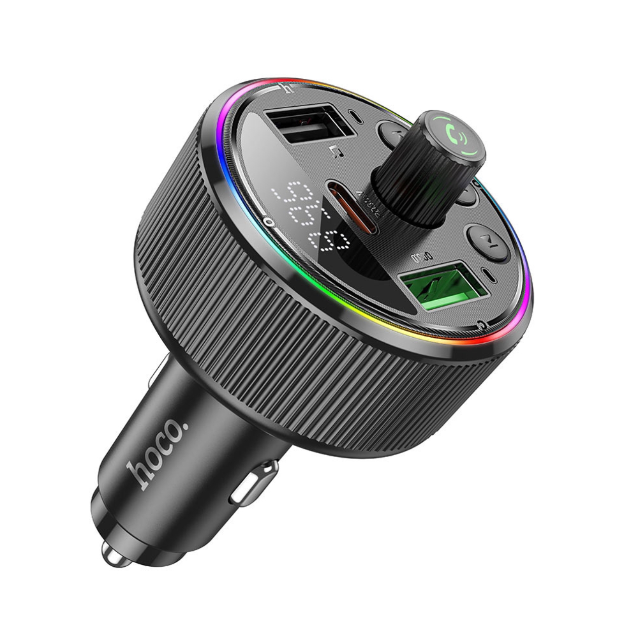 HOCO MP3 Wireless FM Transmitter 30W, PD, QC, 2xUSB-A, USB-C + Micro SD, AUX, USB-flash, Guerrero /черен/ - E82