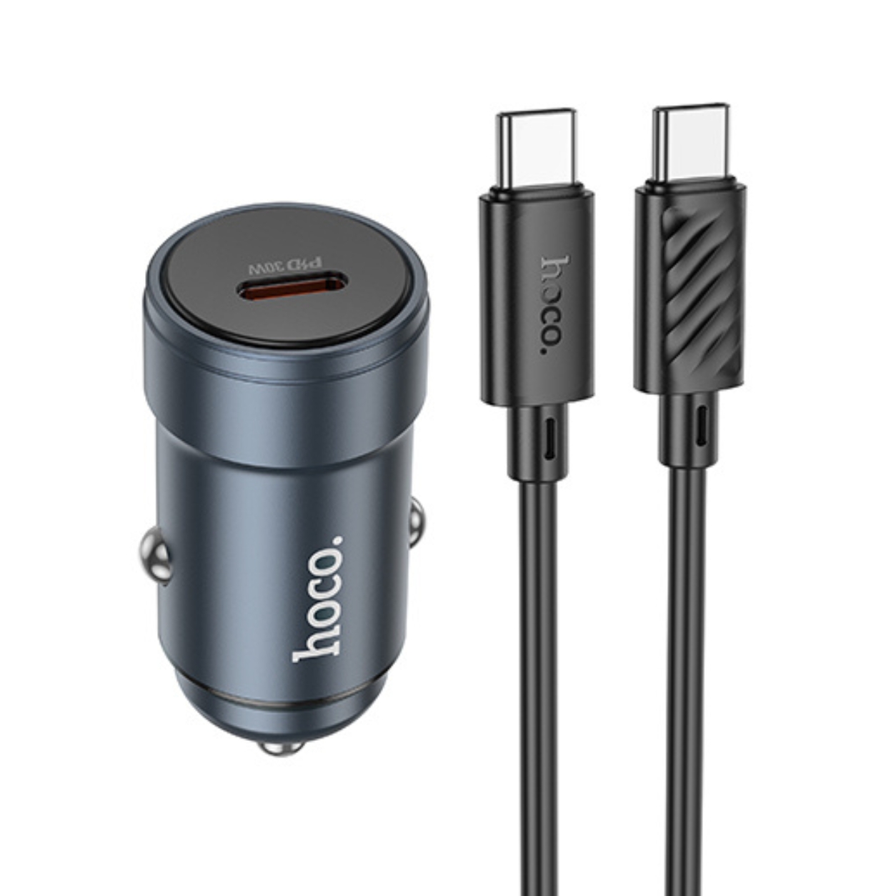 HOCO 12V 30W, USB-C + кабел Type-C - Type-C, Glorious /сив/ - Z57