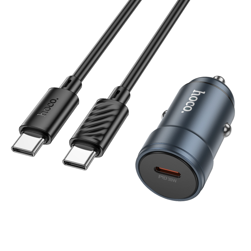 HOCO 12V 30W, USB-C + кабел Type-C - Type-C, Glorious /сив/ - Z57
