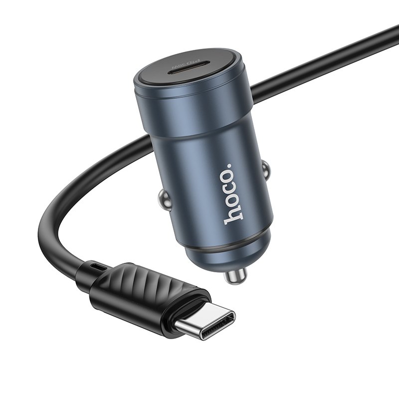 HOCO 12V 30W, USB-C + кабел Type-C - Type-C, Glorious /сив/ - Z57