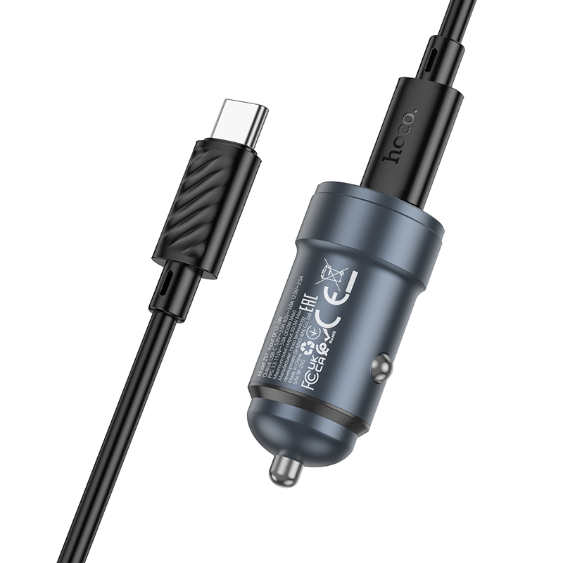 HOCO 12V 30W, USB-C + кабел Type-C - Type-C, Glorious /сив/ - Z57