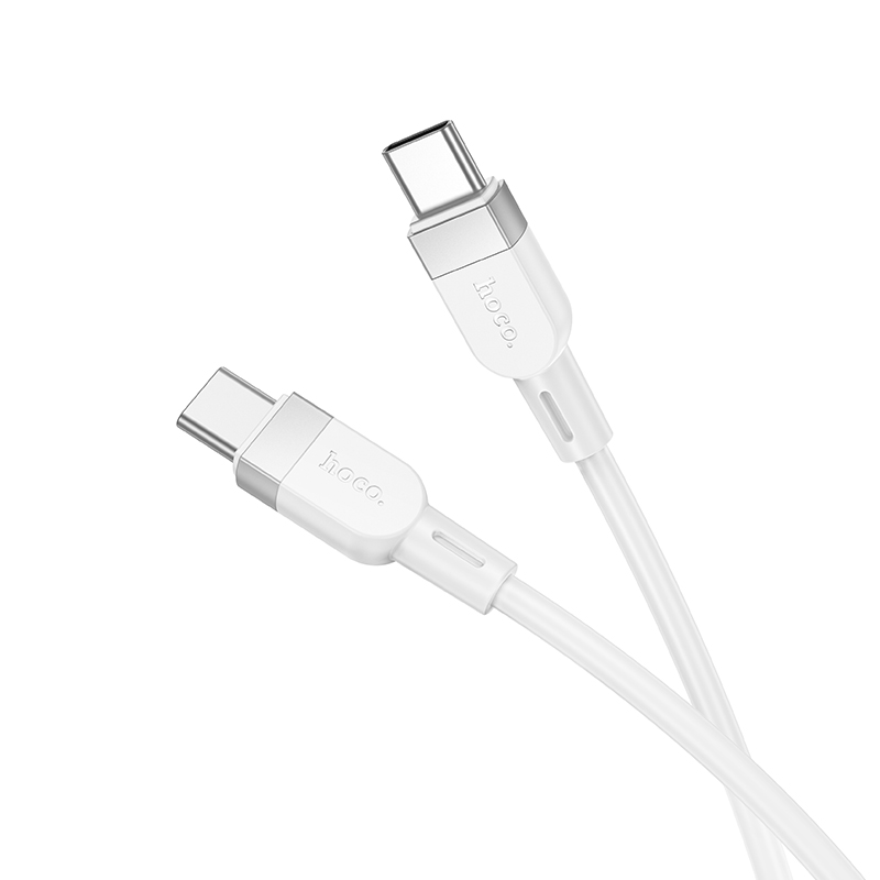 HOCO Кабел Type-C - Type-C, 1м, 60W, Energy silicone /бял/ - X109