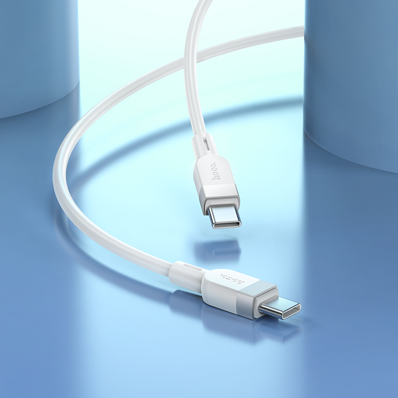 HOCO Кабел Type-C - Type-C, 1м, 60W, Energy silicone /бял/ - X109