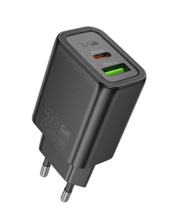 HOCO 220V 20W, GaN, USB-A + USB-C, Gentle /черен/ - N61