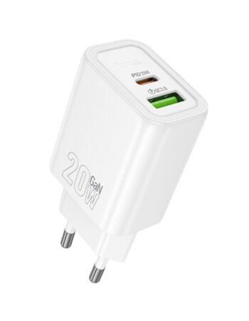 HOCO 220V 20W, GaN, USB-A + USB-C, Gentle /бял/ - N61