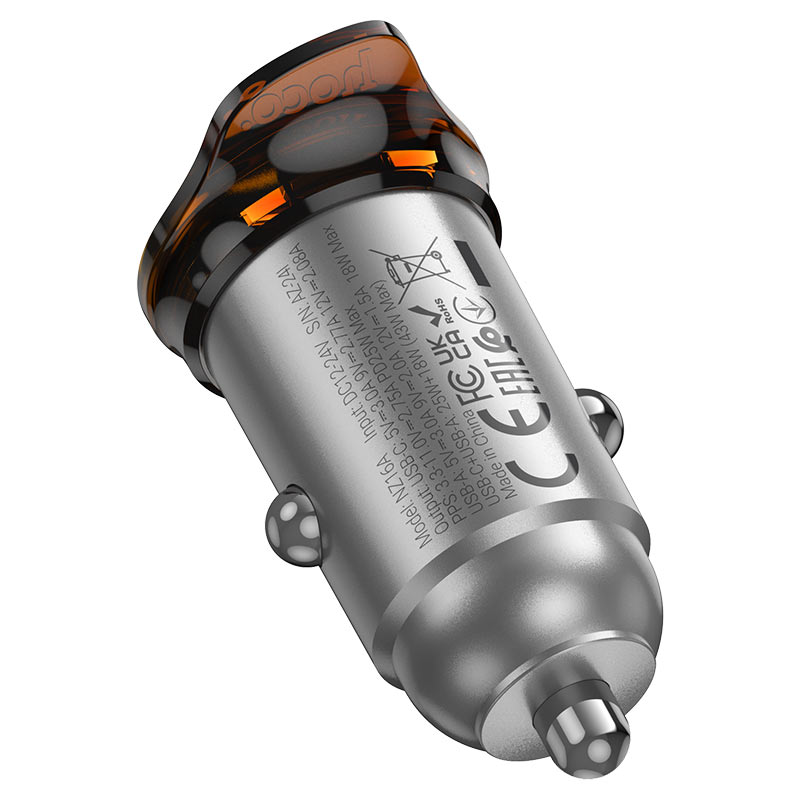 HOCO 12V 43W, USB-A + USB-C, Rigorous /сив/ - NZ16A