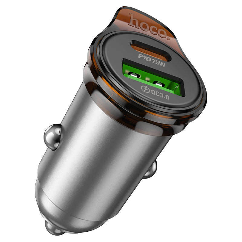 HOCO 12V 43W, USB-A + USB-C, Rigorous /сив/ - NZ16A