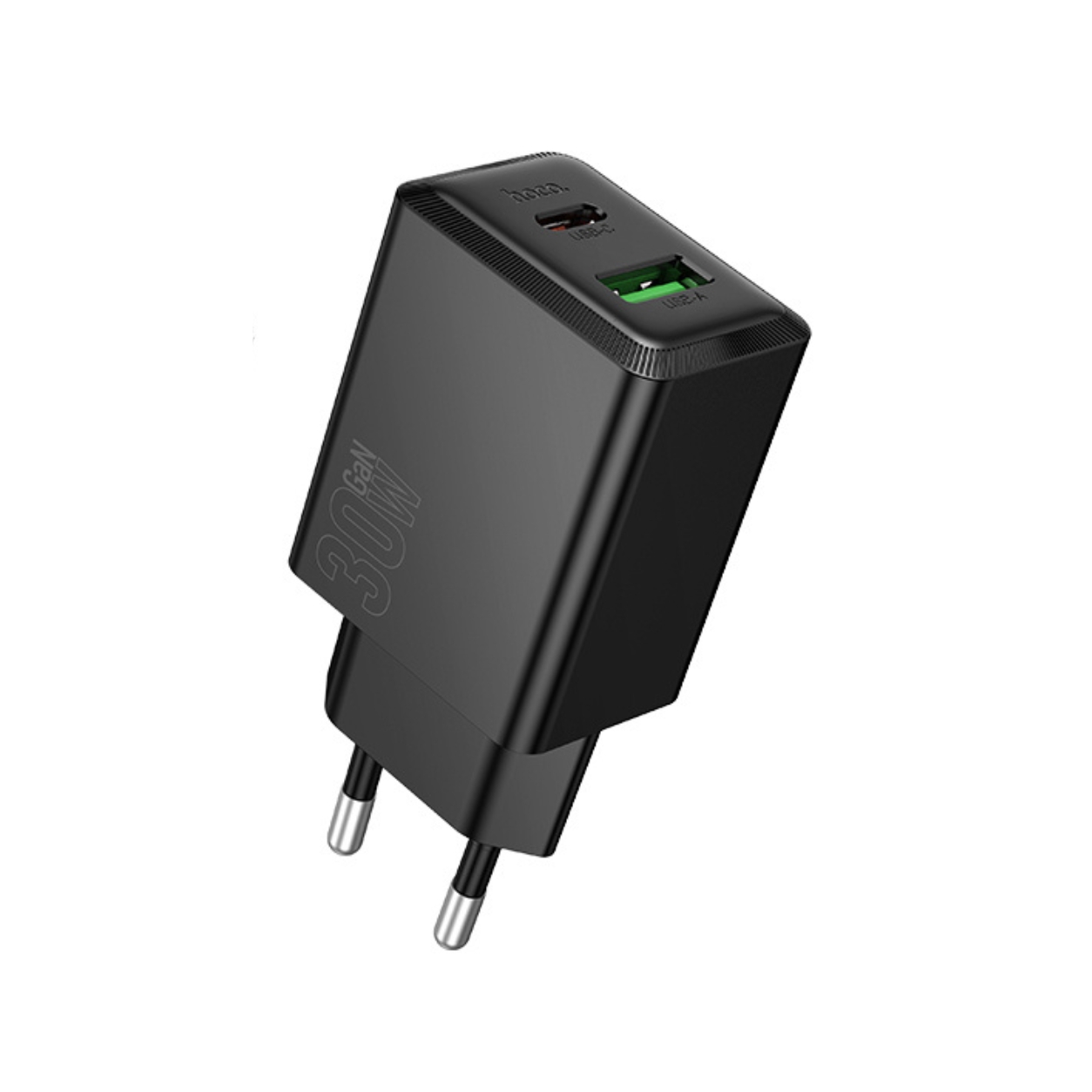 HOCO 220V 30W, GaN, USB-A + USB-C, Nuevo /черен/ - N71