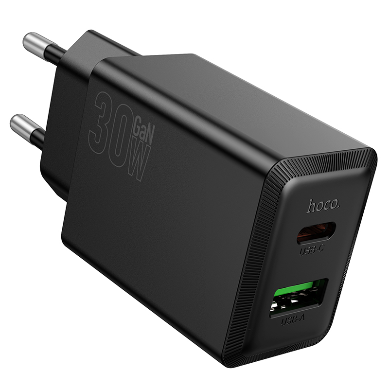 HOCO 220V 30W, GaN, USB-A + USB-C, Nuevo /черен/ - N71