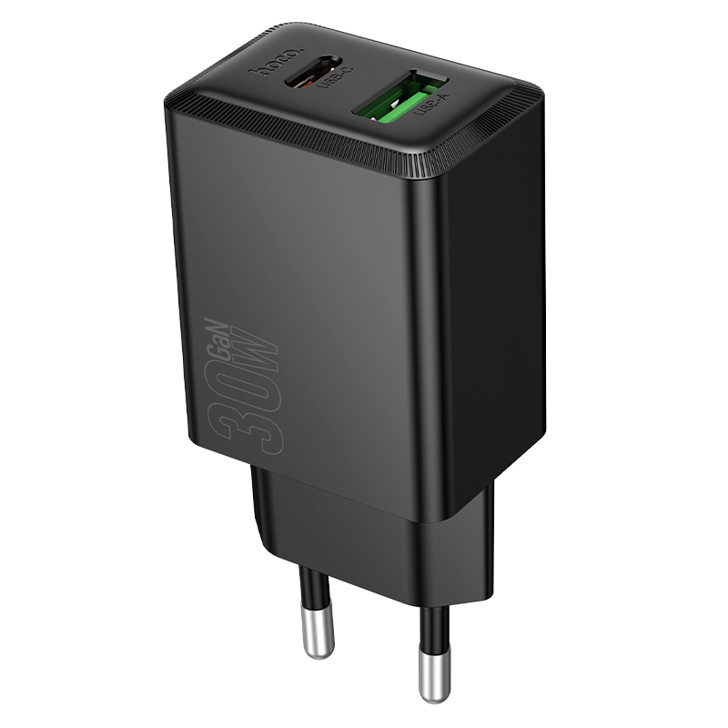 HOCO 220V 30W, GaN, USB-A + USB-C, Nuevo /черен/ - N71
