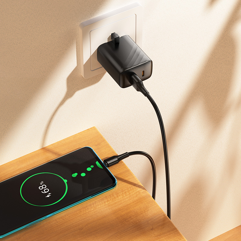 HOCO Кабел USB-A - Type-C, 1м, 27W, Beneficio /черен/ - X120 - Image 6