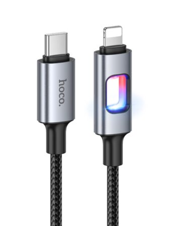HOCO Кабел Type-C - Lightning, 1.2м, 27W, Nylon LED /черен/ - U144