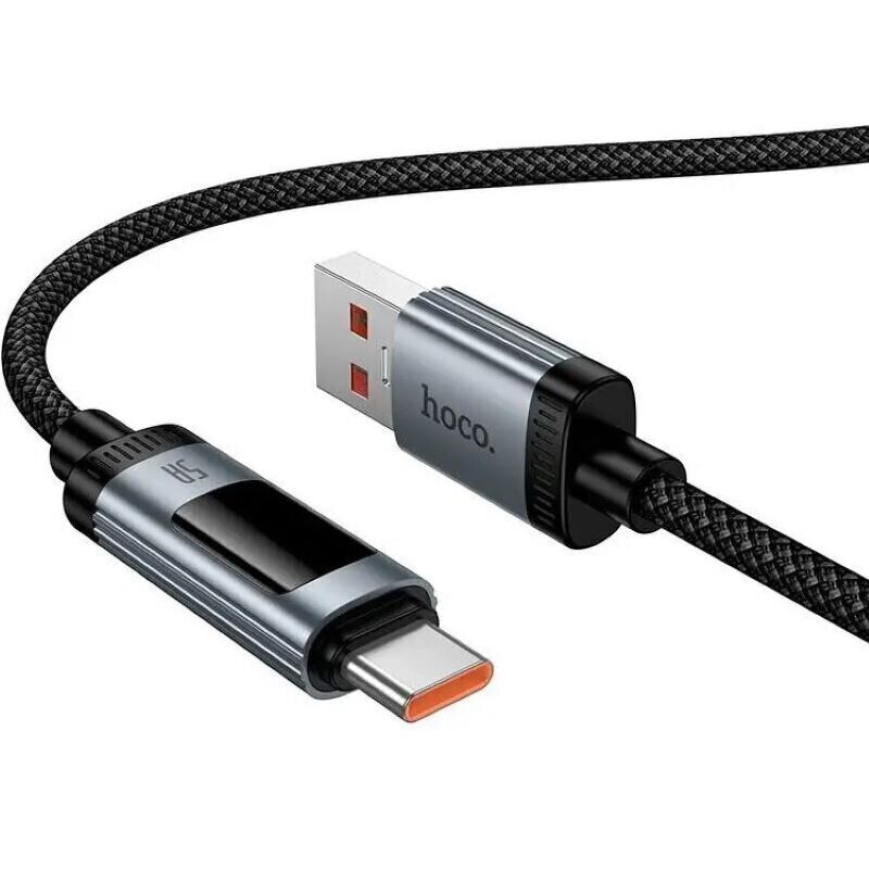 HOCO Кабел USB-A - Type-C, 1.2м,100W, Lord digital display /черен/ - U148 - Image 3