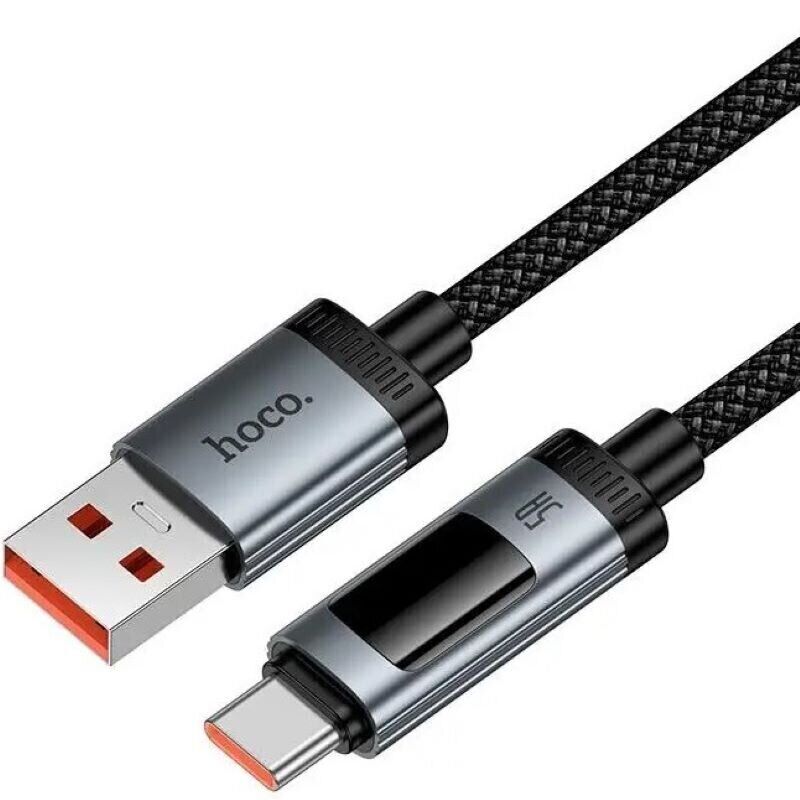 HOCO Кабел USB-A - Type-C, 1.2м,100W, Lord digital display /черен/ - U148 - Image 5