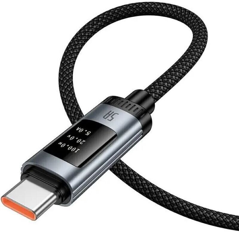 HOCO Кабел USB-A - Type-C, 1.2м,100W, Lord digital display /черен/ - U148 - Image 6