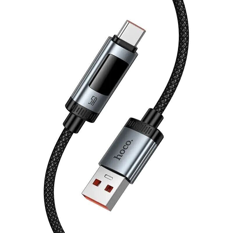 HOCO Кабел USB-A - Type-C, 1.2м,100W, Lord digital display /черен/ - U148 - Image 4
