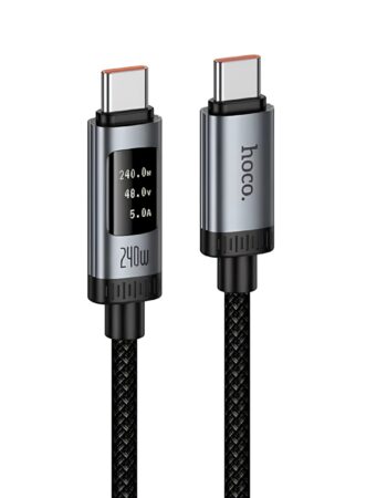 HOCO Кабел Type-C - Type-C, 1.2м, 240W, Lord digital display /черен/ - U148