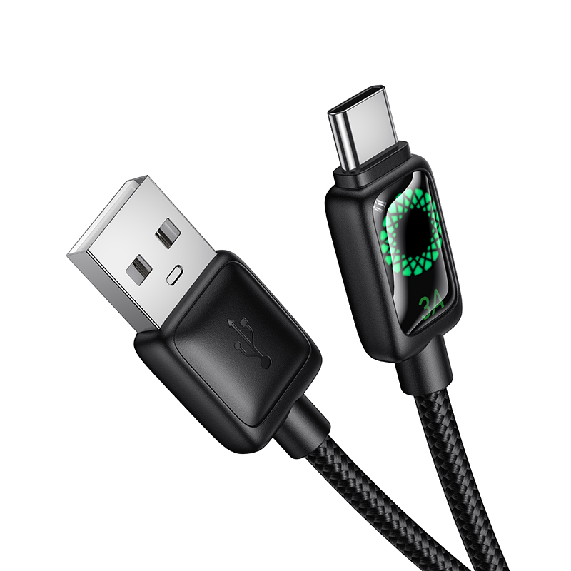 HOCO Кабел USB-A - Type-C, 1.2м, 36W, Mundo digital display /черен/ - U146 - Image 3