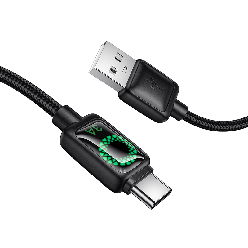 HOCO Кабел USB-A - Type-C, 1.2м, 36W, Mundo digital display /черен/ - U146 - Image 4