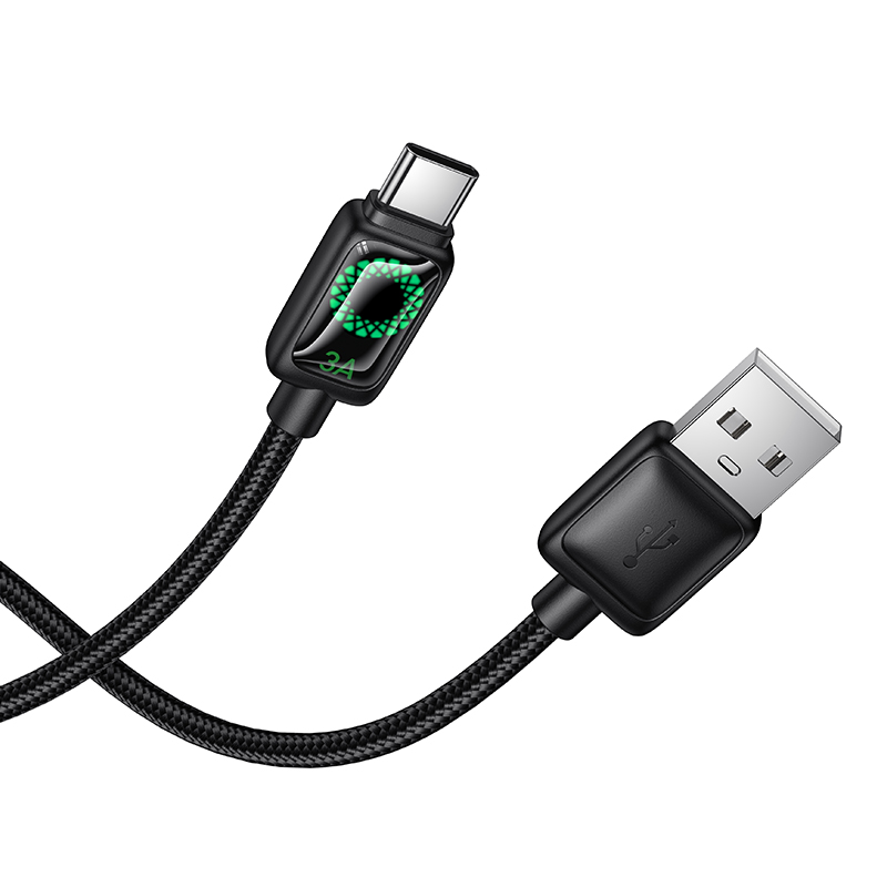 HOCO Кабел USB-A - Type-C, 1.2м, 36W, Mundo digital display /черен/ - U146 - Image 5