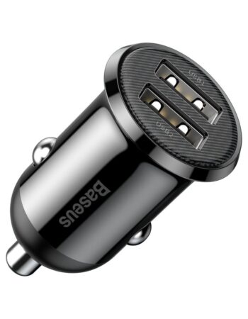 BASEUS 12V 24W, 2xUSB-A, черен - CCALLP-01