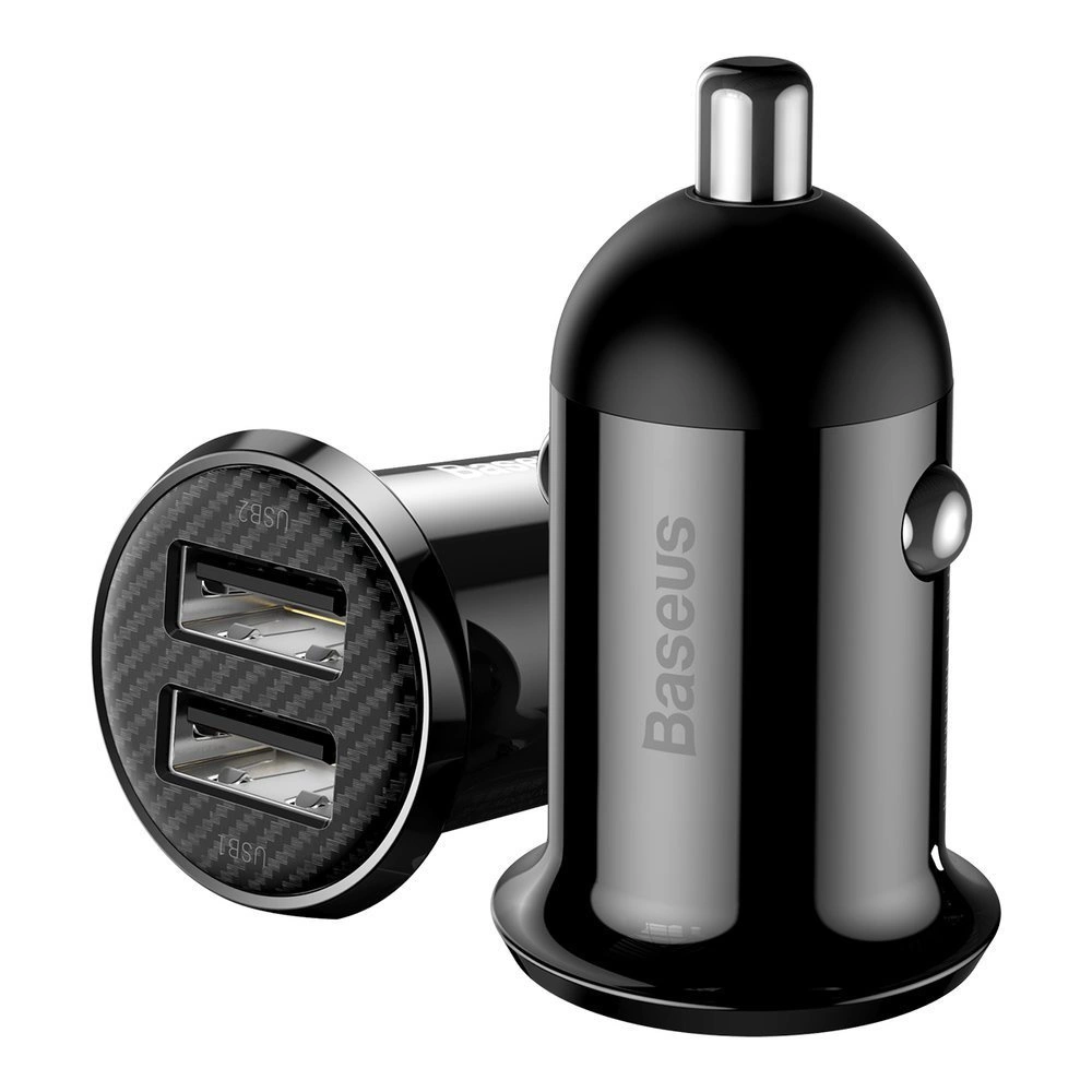BASEUS 12V 24W, 2xUSB-A, черен - CCALLP-01 - Image 3