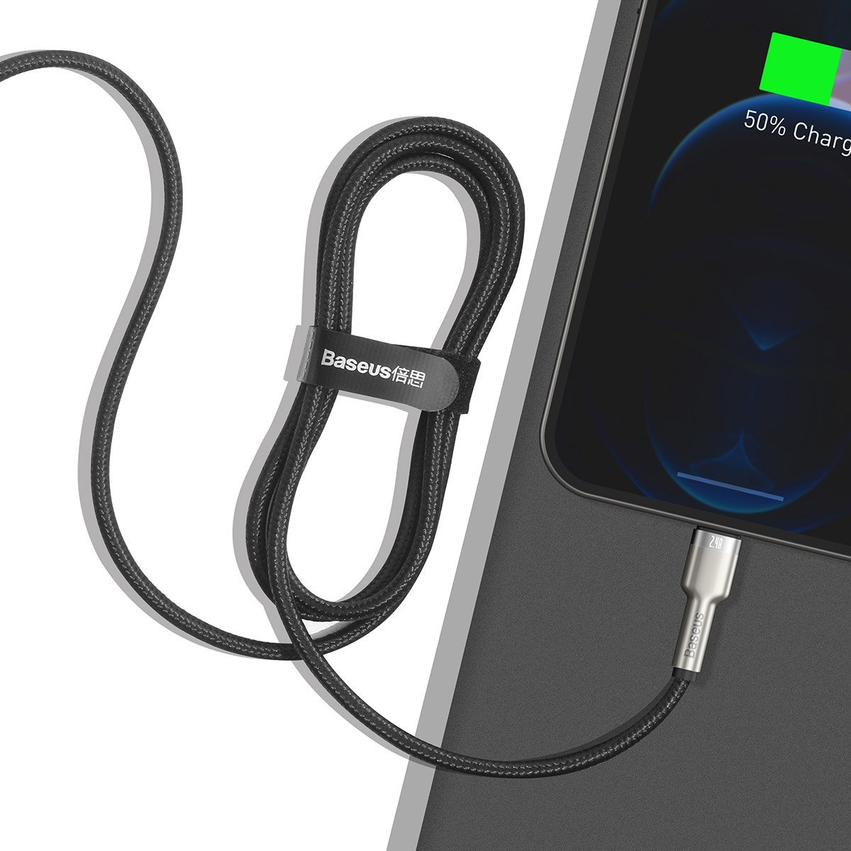 BASEUS Кабел USB-A - Lightning, 1м, 2.4A, CAFULE, CALJK-A01 /черен/