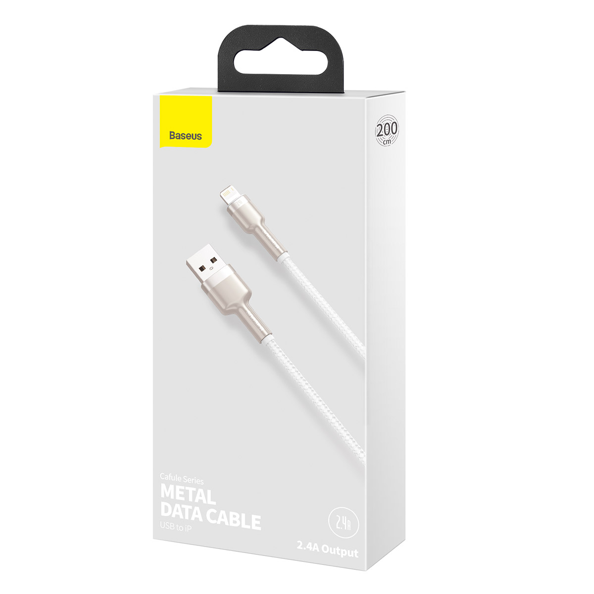 BASEUS Кабел USB - Lightning, 2.4A, 2м, CAFULE /бял/ - CALJK-B02 - Image 3